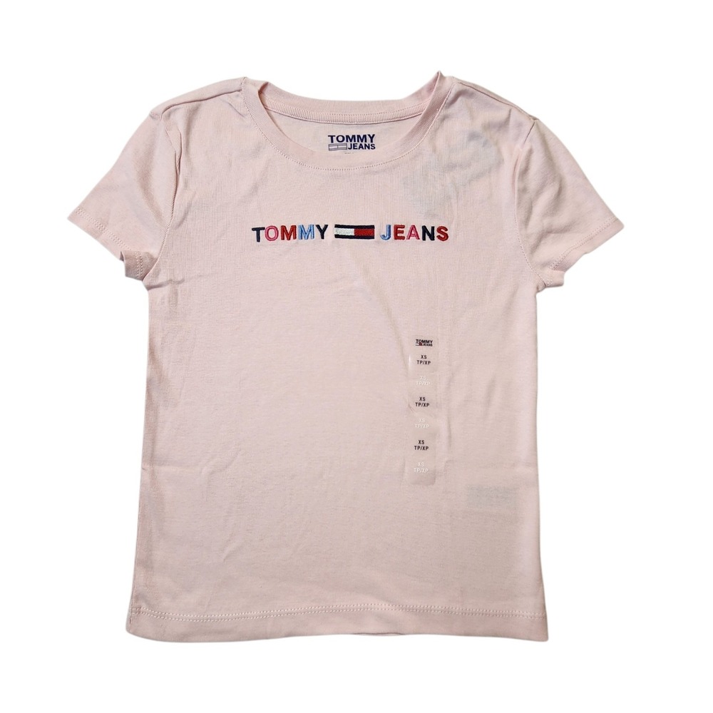OEM Tommy Hilfiger Women's Corp Tee Short-Sleeve Embroidery Signature Logo Pink